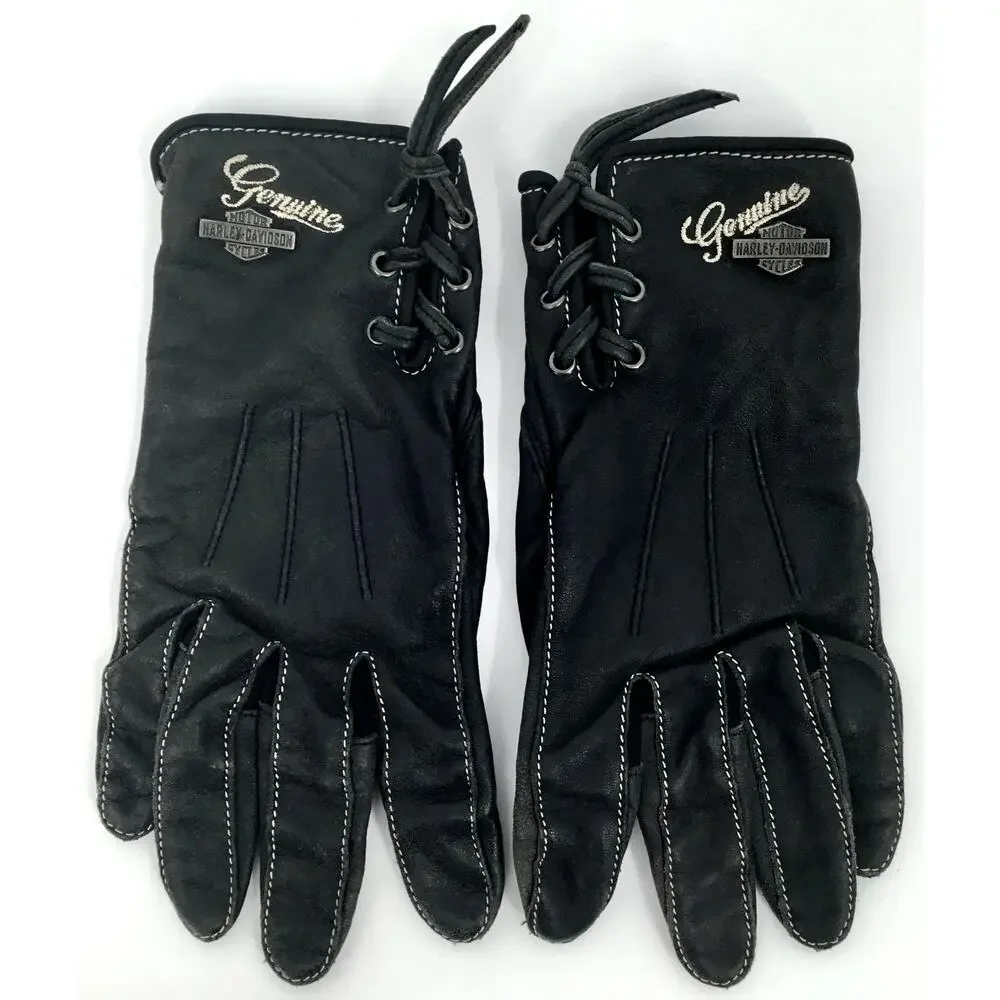 Harley-Davidson Leather Lace Up Riding Gloves Women's XL